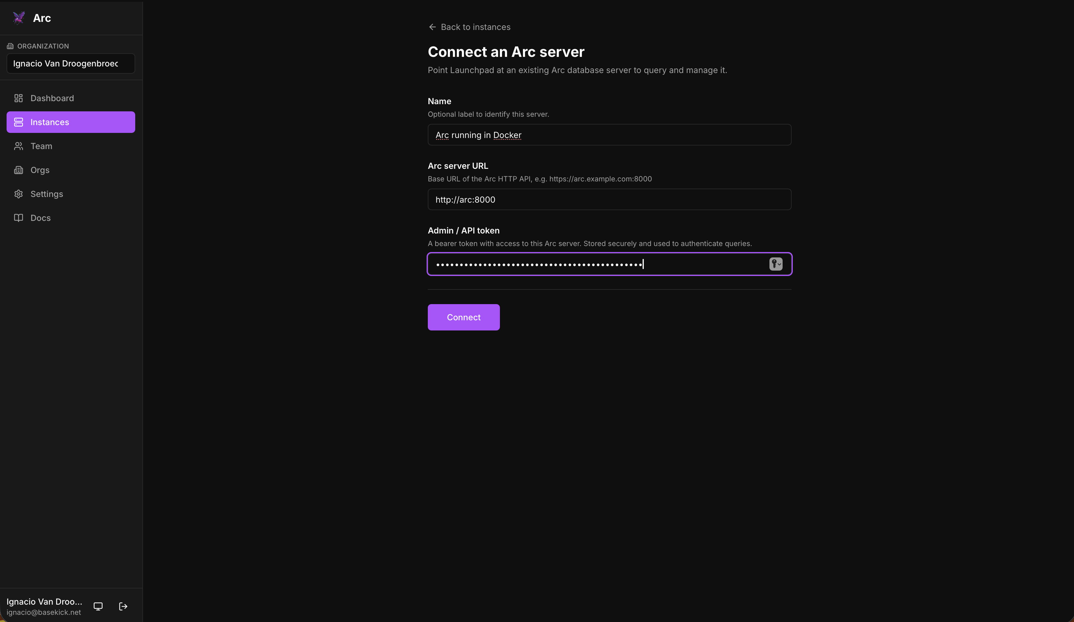 Connect an Arc server