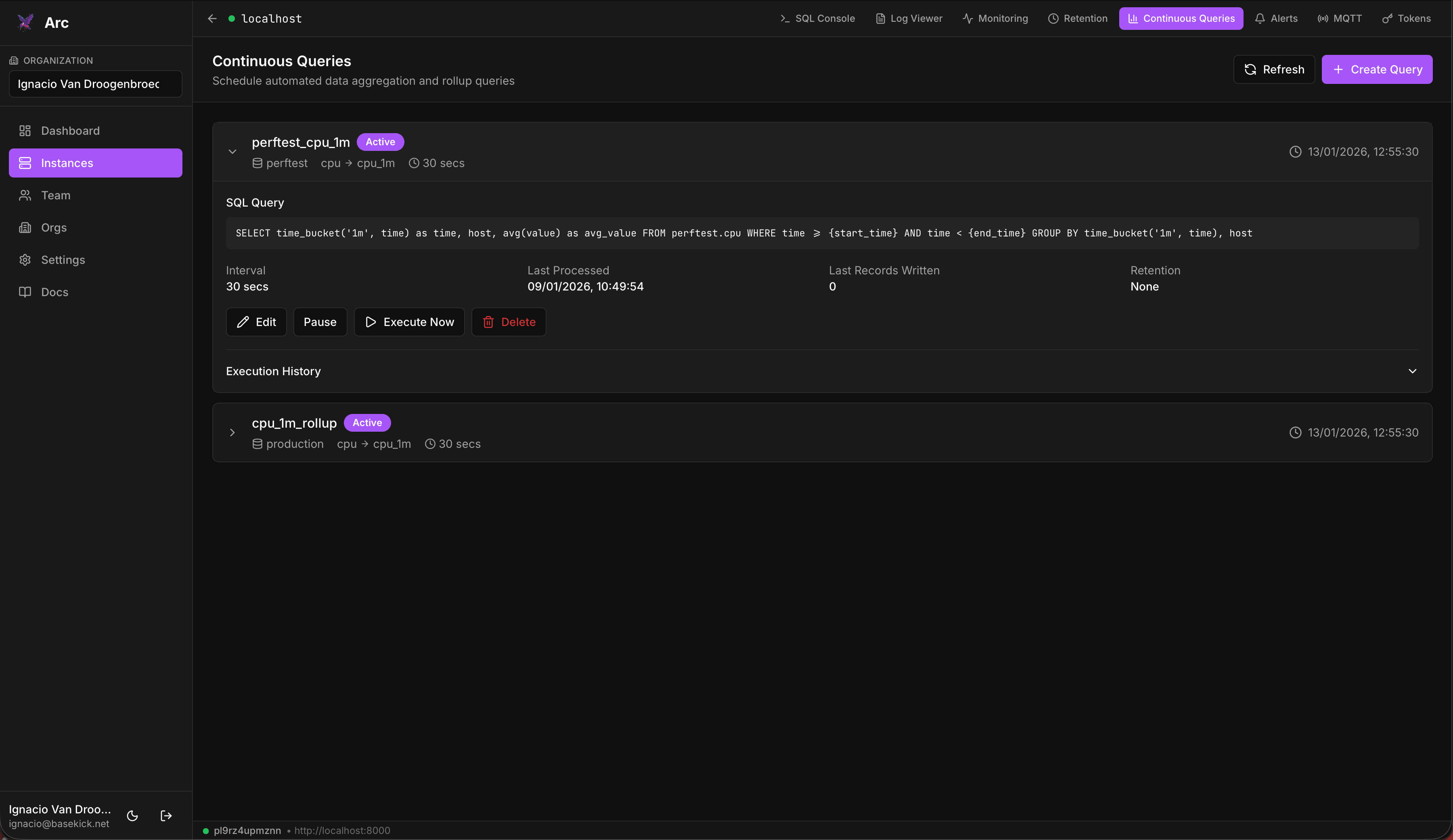Launchpad continuous queries