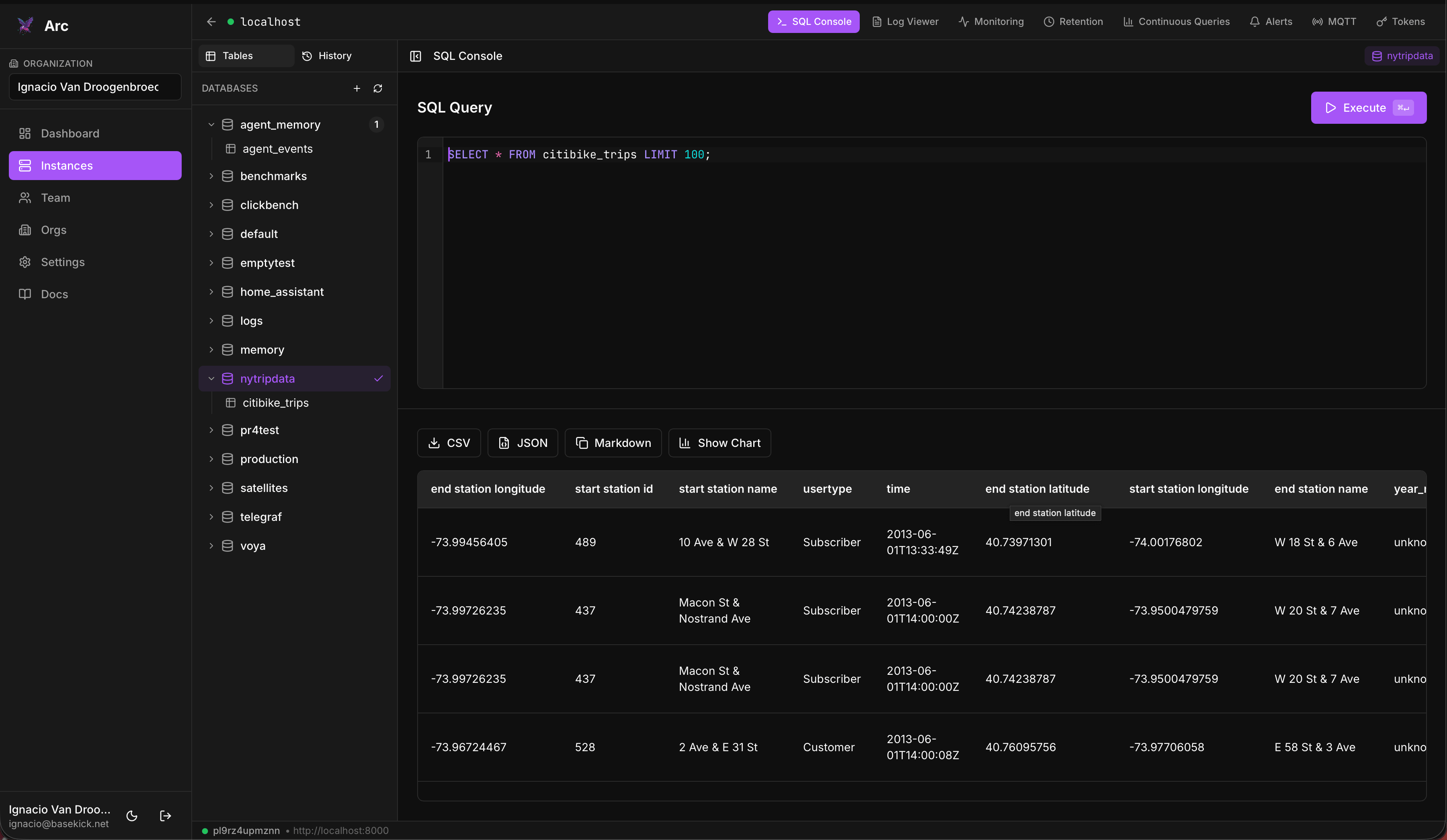 The Launchpad SQL console